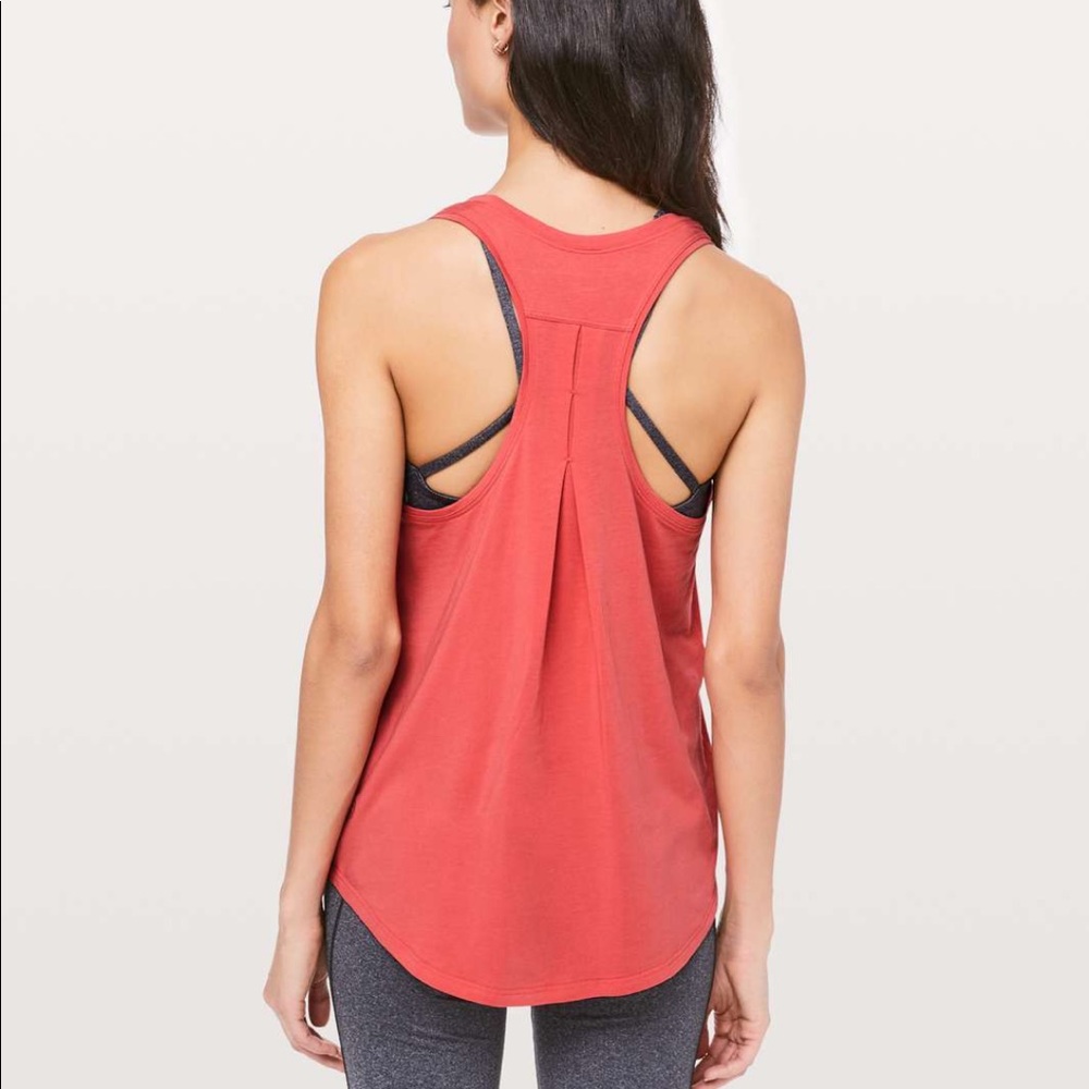 Lululemon pleated love tank, poppy coral